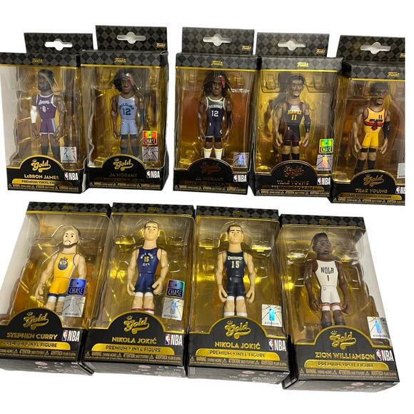 Funko Other - 9 Funko Gold 5" Curry, LeBron, Ja Morant, Jokic, Trae Young, Zion | 4 CHASE